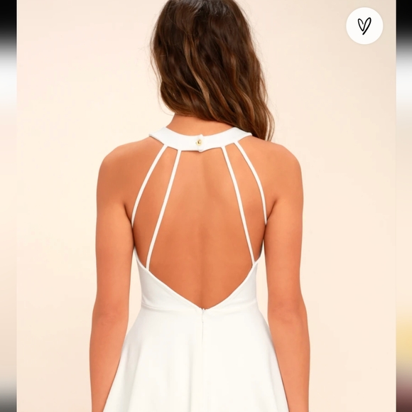 Lulu's Delightful Surprise Ivory Skater Dress  Small - Picture 11 of 11